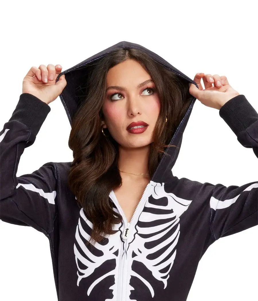 Tipsy Elves - Wholesale Verkleedkleren - Dames - Skelet Kostuum Jurk - Dames Halloween Hoodie Jurk2