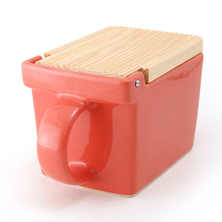 Bee House Ceramic Salt Box With Wooden Lid - Carrot for wholesale by ZERO JAPAN USA