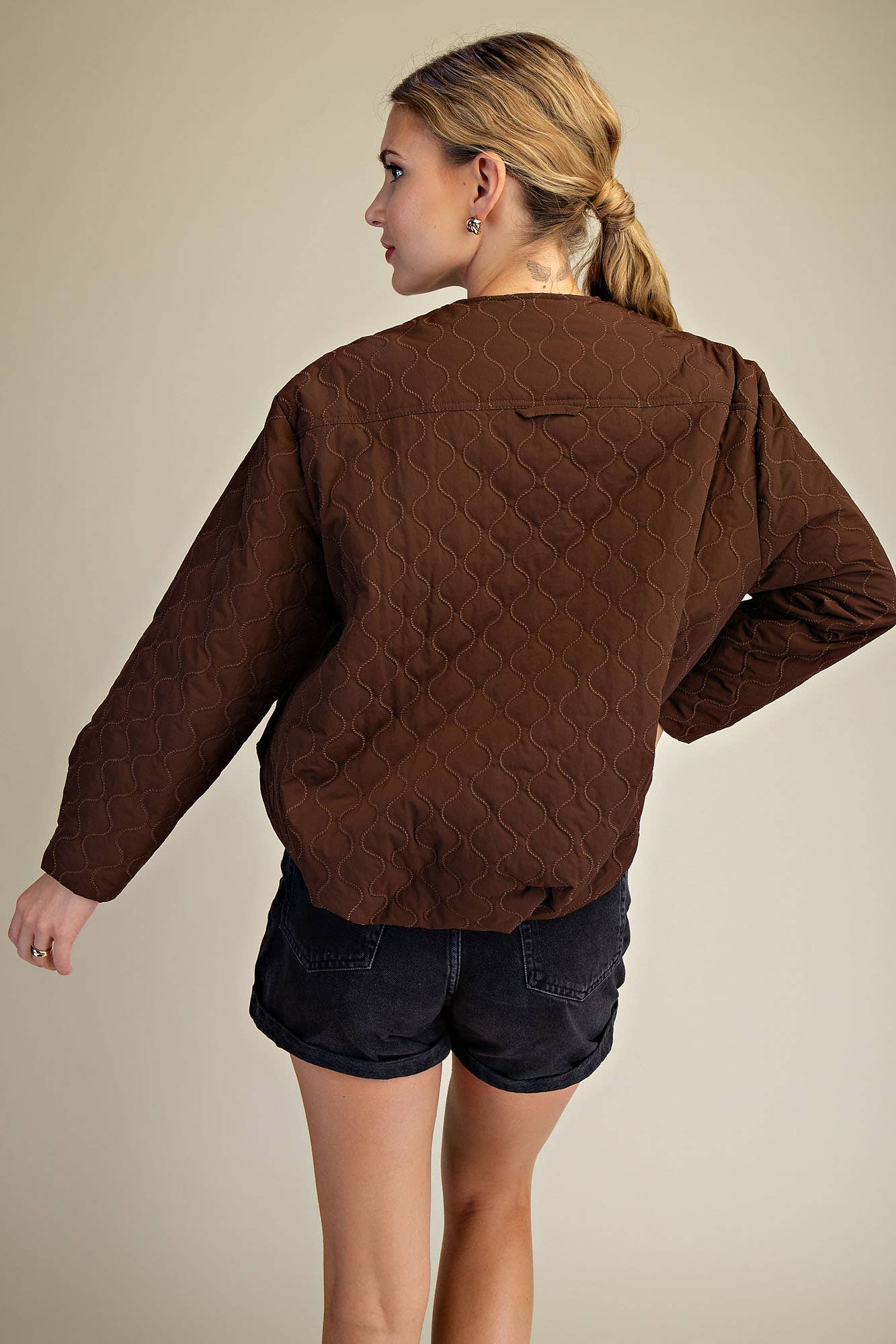 Glam - Wholesale Jacket - Women's - Round Neck Zipper Closure Quilted Jacket19