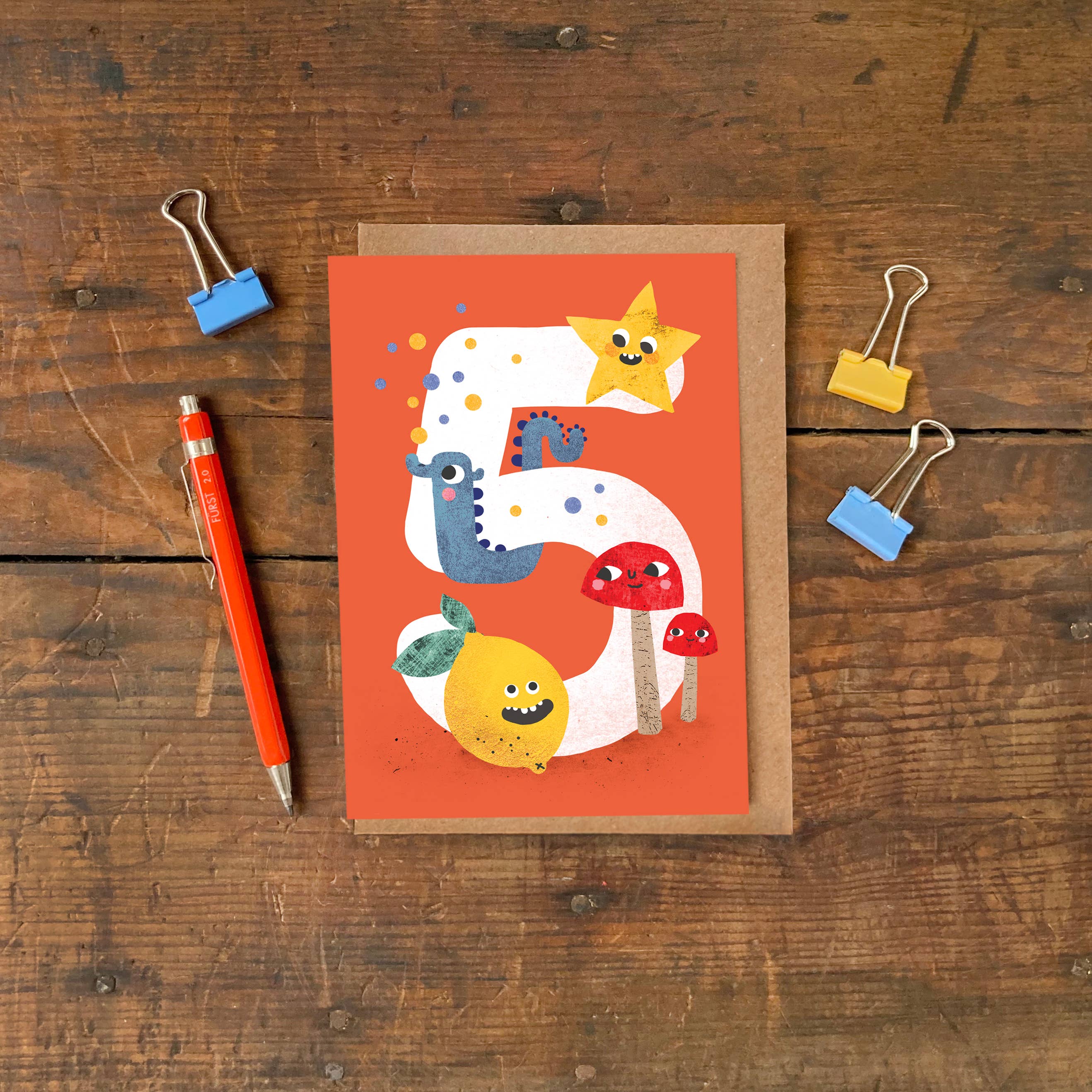 Emily Nash Illustration Greeting Cards - Wholesale Birthday Card - Age Five Crazy Critters Greeting Card | Kids 5 Birthday Card2