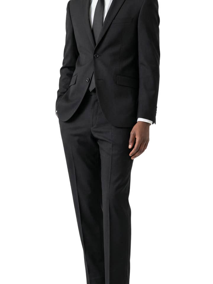 JAX MÄN SVART 2-KNAPPARS KOSTYM MED NOTCH-SLAG, PICKSTICKNING, 3-DELAD SLIM FIT KOSTYM för wholesale av Ferrecci