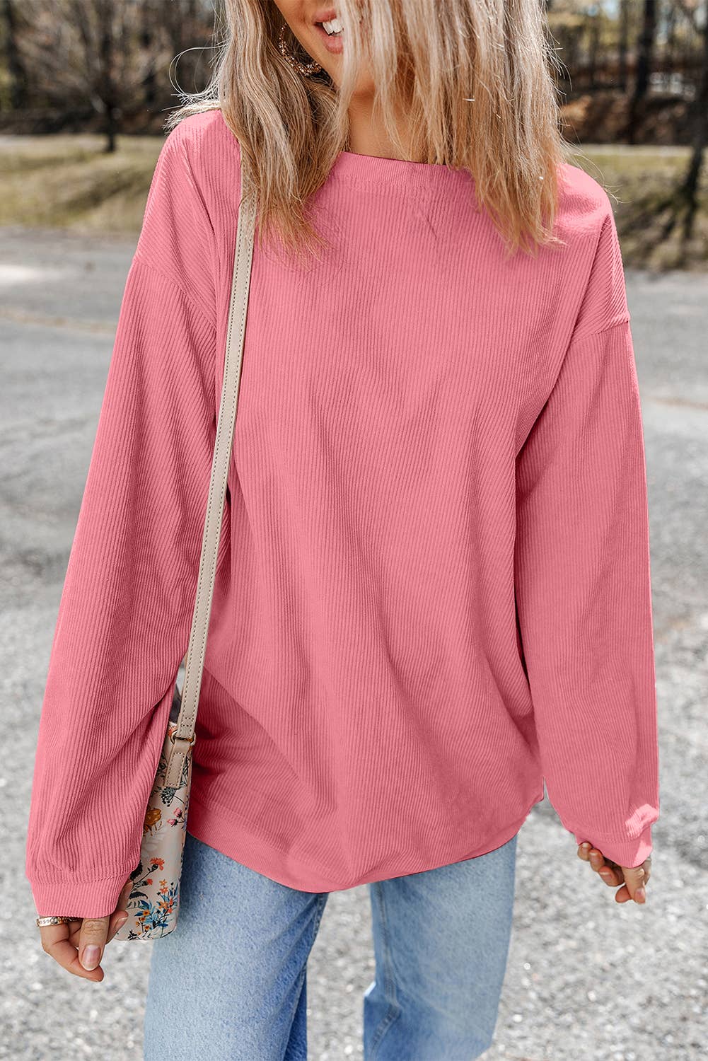 Aapparella - Vente Sweat-shirt – femme - Chandail à col rond en velours côtelé uni pour femmes | S-2XL36