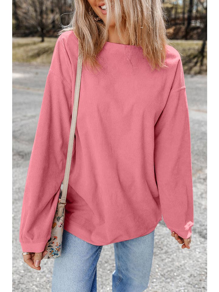 Aapparella - Vente Sweat-shirt – femme - Chandail à col rond en velours côtelé uni pour femmes | S-2XL36