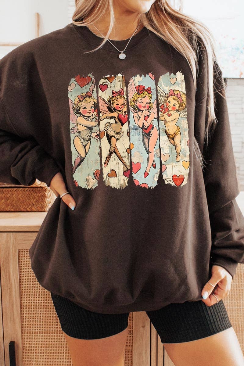 COLORBEAR - Wholesale T-Shirt (Graphic) - Unisex - Retro Cupid Graphic Fleece Sweatshirt10