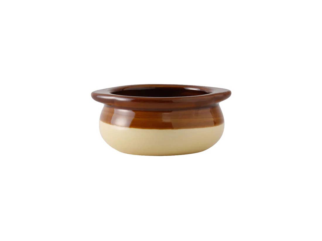 Two Tone Solid Color Ceramic Onion Soup Crock, 12oz for wholesale on Faire