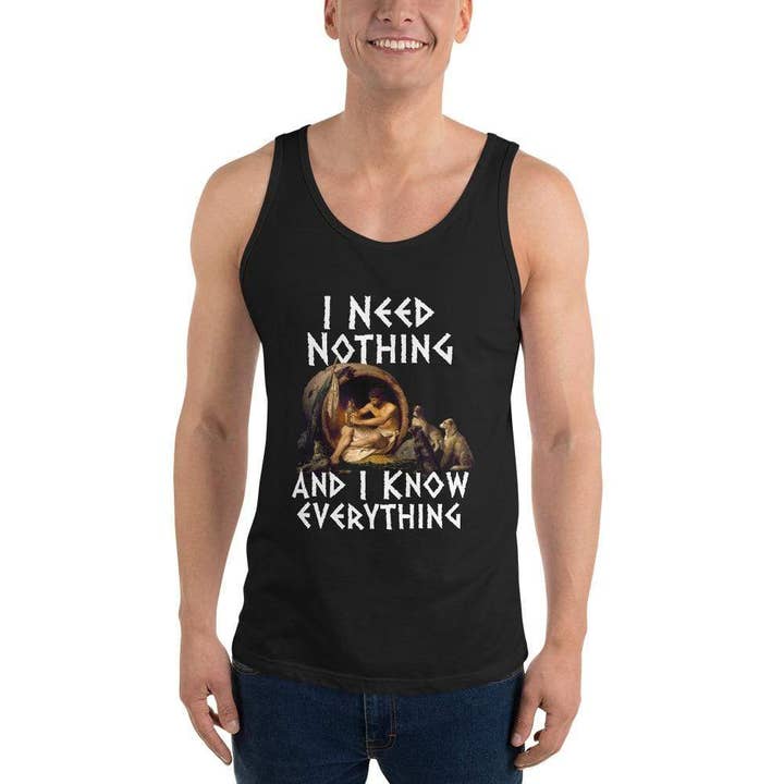 Diogenes - I need nothing and I know everything - Unisex Tan for wholesale by The Philosopher's Shirt