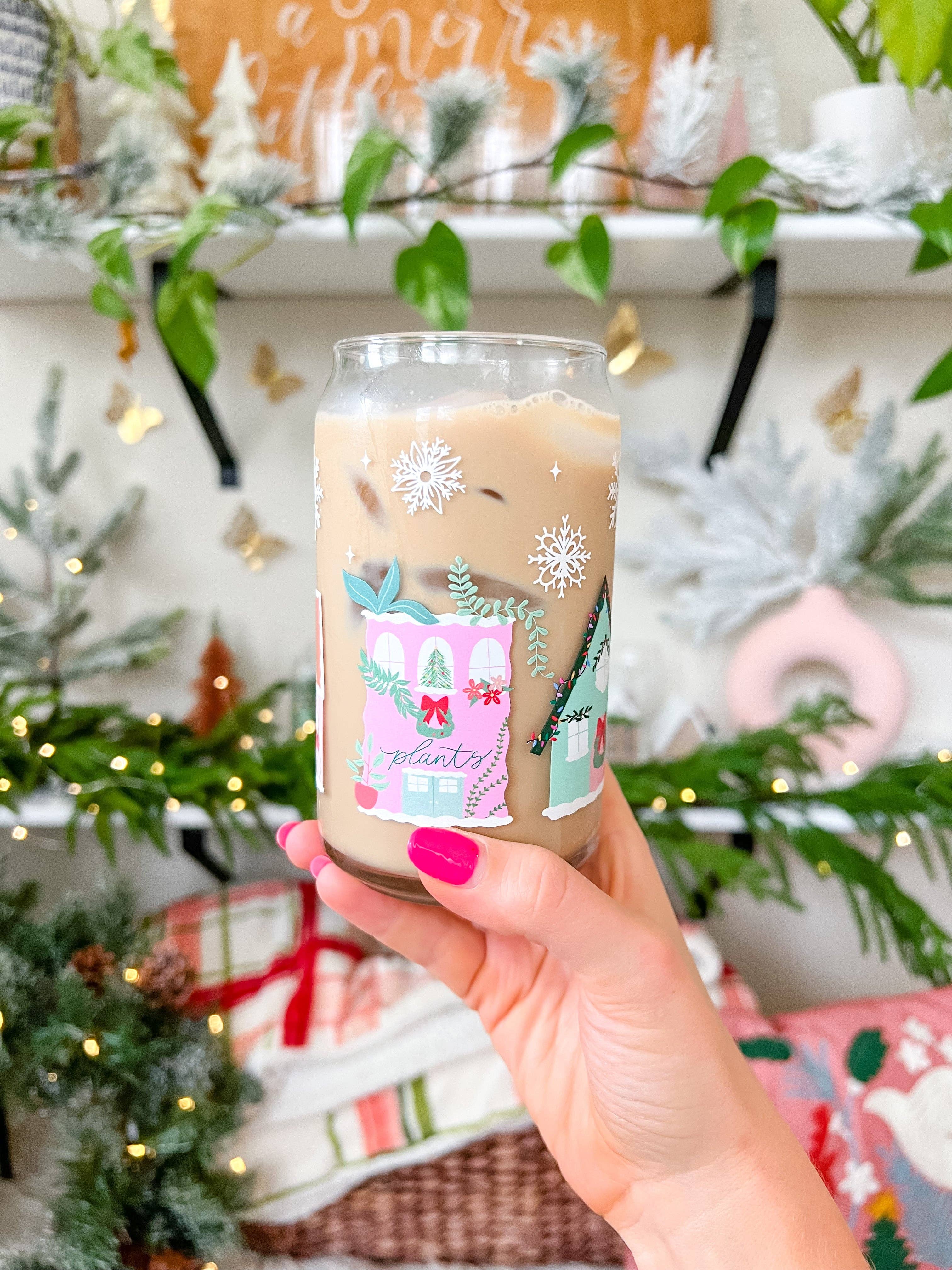 Hart and Flora Shop - Wholesale Drinking Glass/Cup - 16oz Holiday Town Glass2