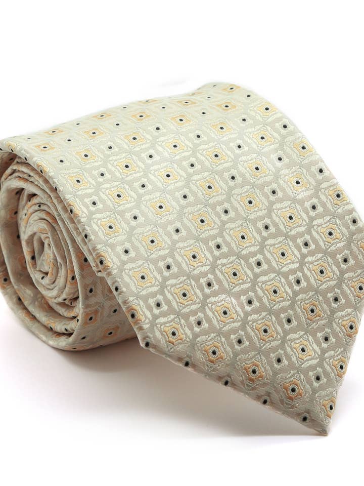 Mens Dads Classic Yellow Geometric Pattern Business Casual Necktie & Hanky Set N-9 for wholesale by Ferrecci