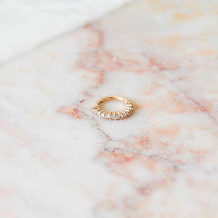 ZOHREH - Wholesale Huggie Earrings - Mini Diamond Eternity Seamless Huggie Hoop Earring 9k Gold1