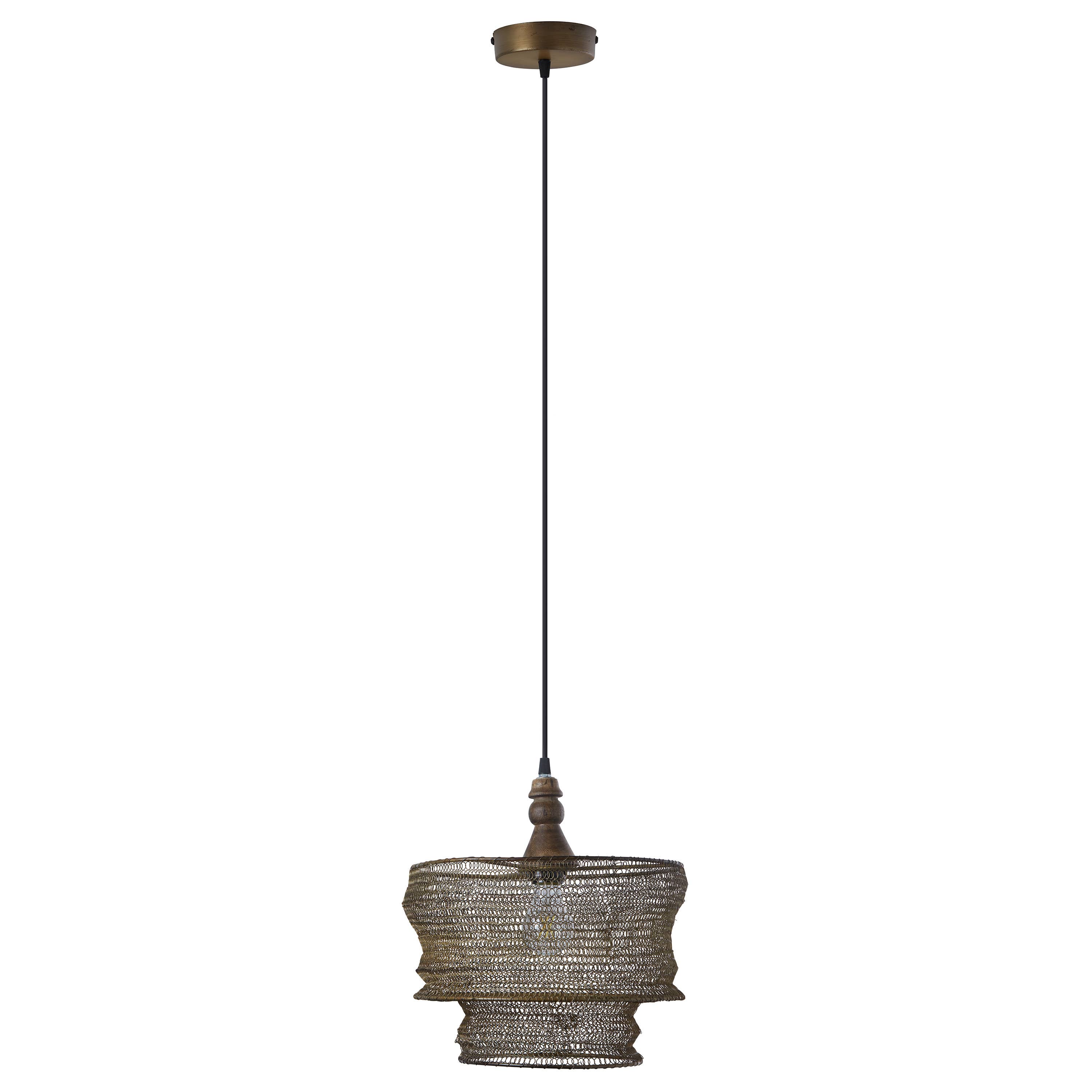 River of Goods - Wholesale Chandelier/Hanging Light - 12"W Bronze-Finish Metal and Wood Hanging Pendant Light9