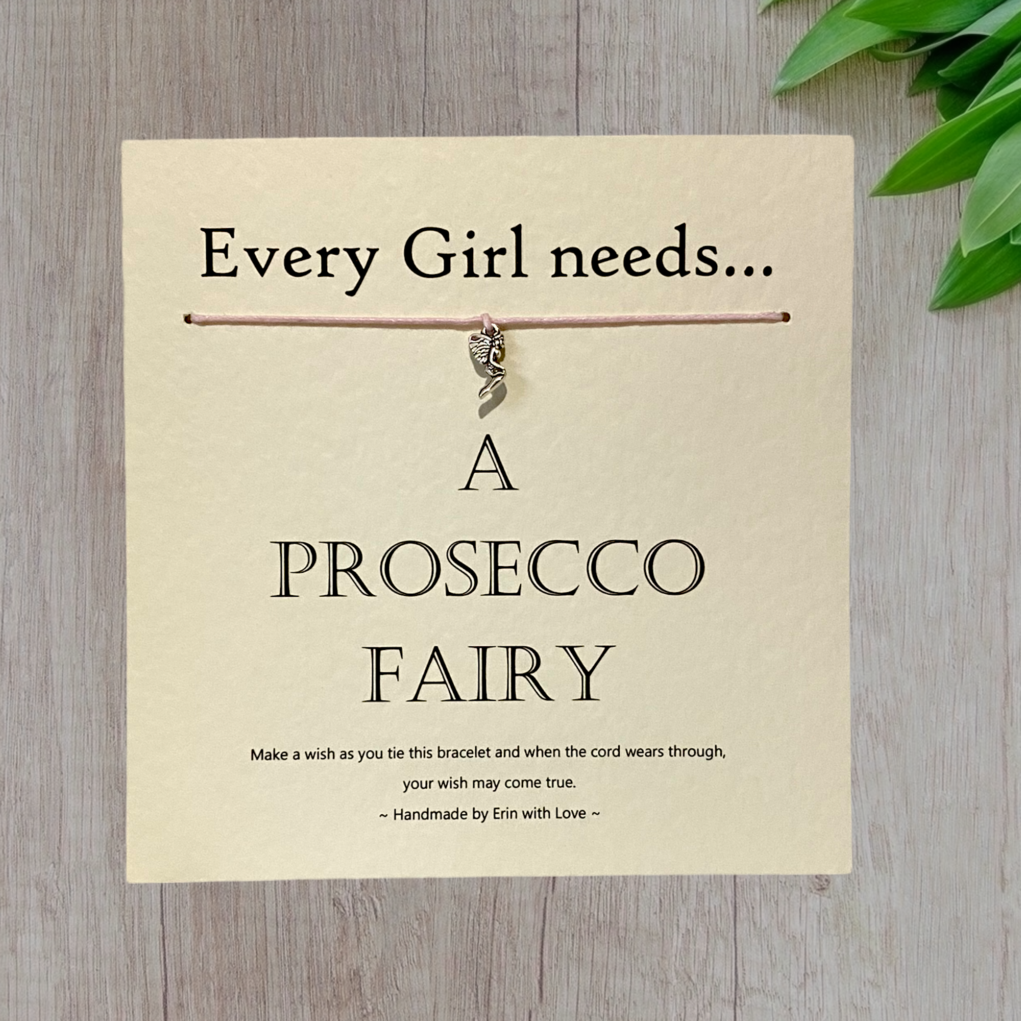 By Erin Cards and Gifts Ltd – wholesale Berlockarmband – Varje flicka... ett Prosecco Fairy Wish Armband & Meddelandekort0