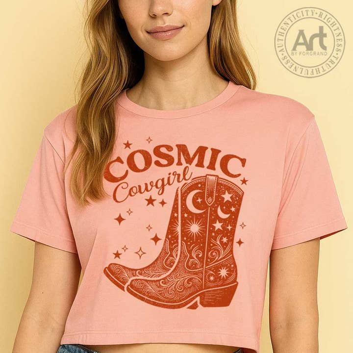 COSMIC BOOT Crop Tee for wholesale by Art by Forgrand
