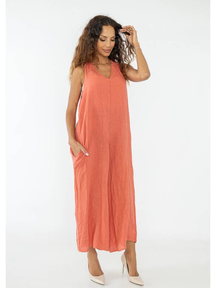 LINEN & COTTON HOUSE - Wholesale Dress - Women's - LINEN COMBI DRESS. 4102SPRING SUMMER CLOTHING