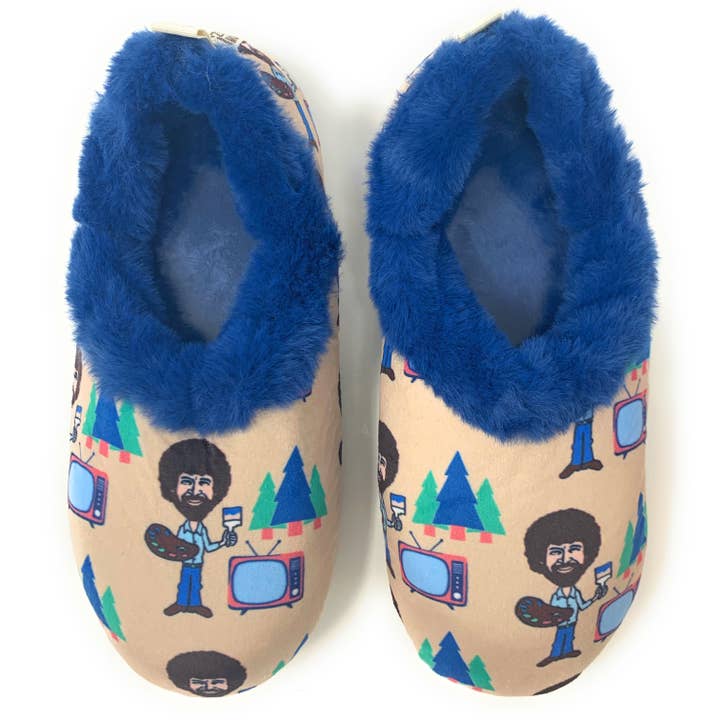 Bob Ross Tv | Women's Funny Fluffy House Slippers for wholesale by Oooh Yeah/Sock It Up/Oooh Geez Slippers