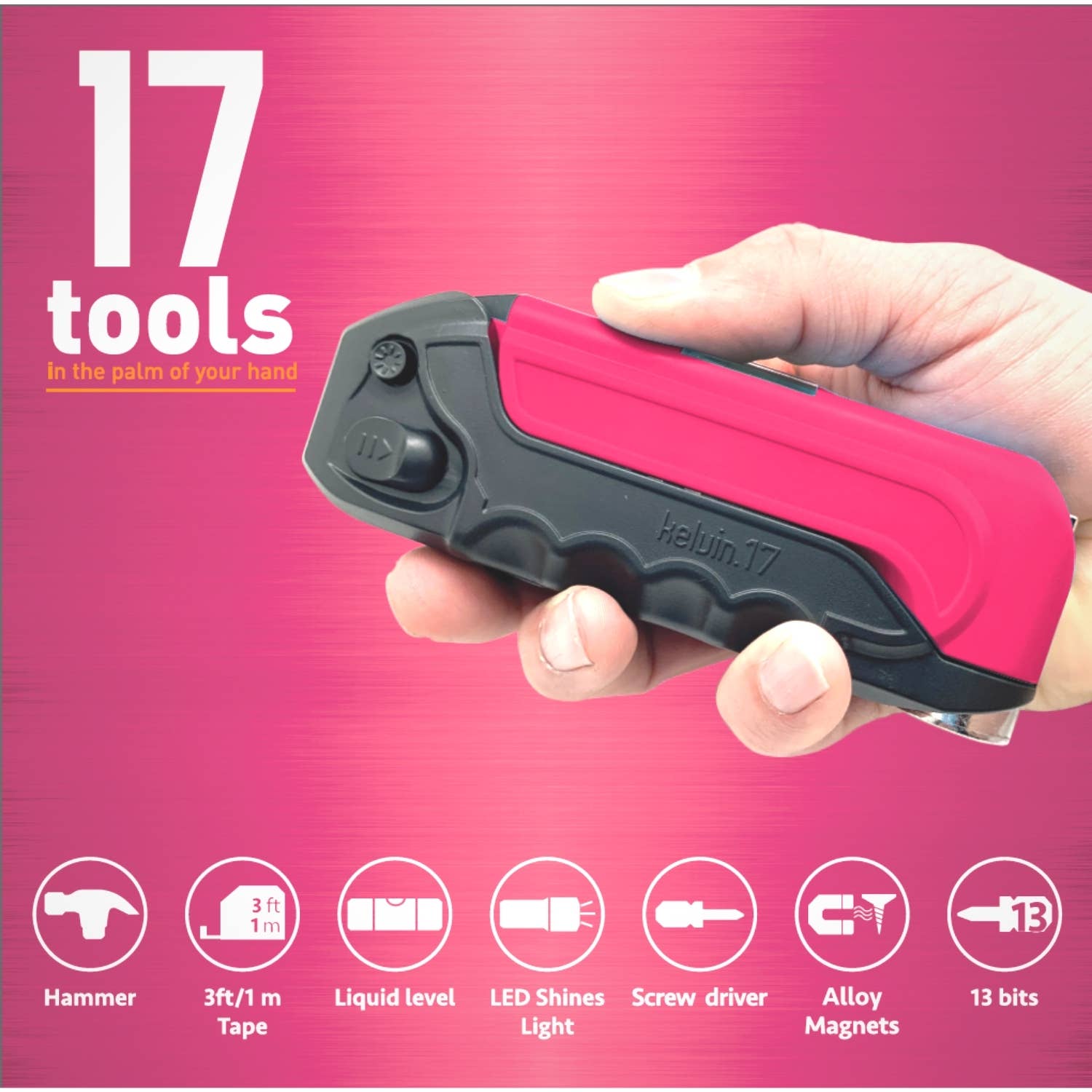 Kelvin Tools – wholesale Handy tool – Kelvin 17 - Pink - Everyday Urban Tool1