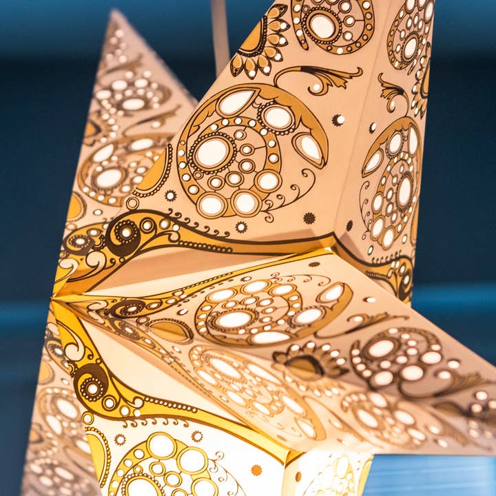 Paper Starlights - Wholesale Paper lantern/lamp - Baby Ivory Lace - Small Paper Star Lantern4