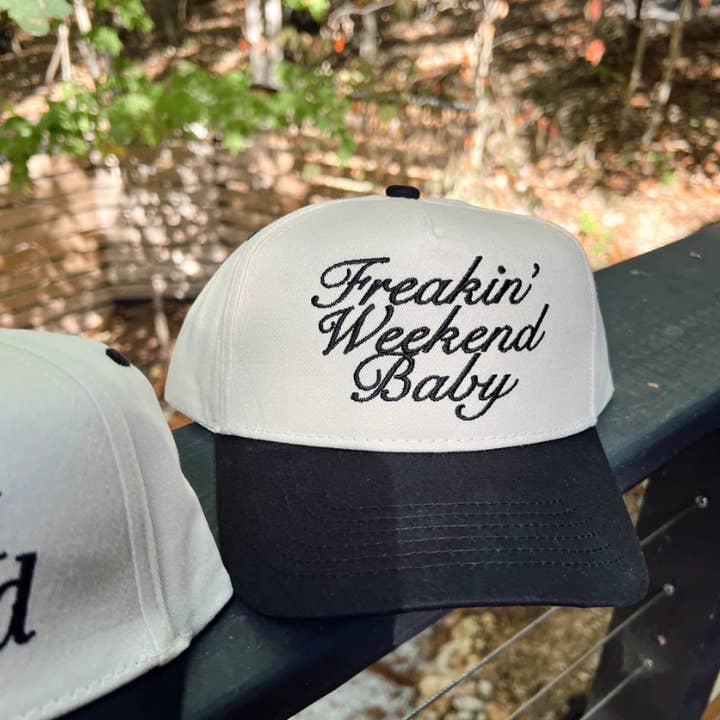 KENZKUSTOMZ - Wholesale Trucker Hat - Women's - Freakin' Weekend Baby - Black Vintage Trucker Hat