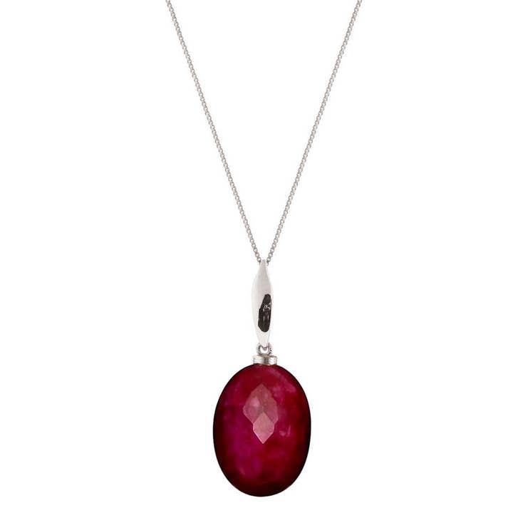 REMOVED BRAND - Wholesale Pendant/Charm Necklace - Gemshine Oval 3-D Red Ruby Gemstone Necklace