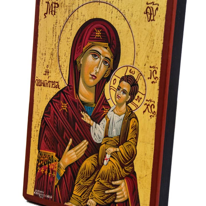 TheHolyArt - Vendita all'ingrosso Dipinti/Disegni - Icona della Vergine Maria dipinta a mano Panagia Odigitria, icona greco-ortodossa fatta a mano con foglia d'oro 22k della Theotokos, arte bizantina da appendere alla parete1