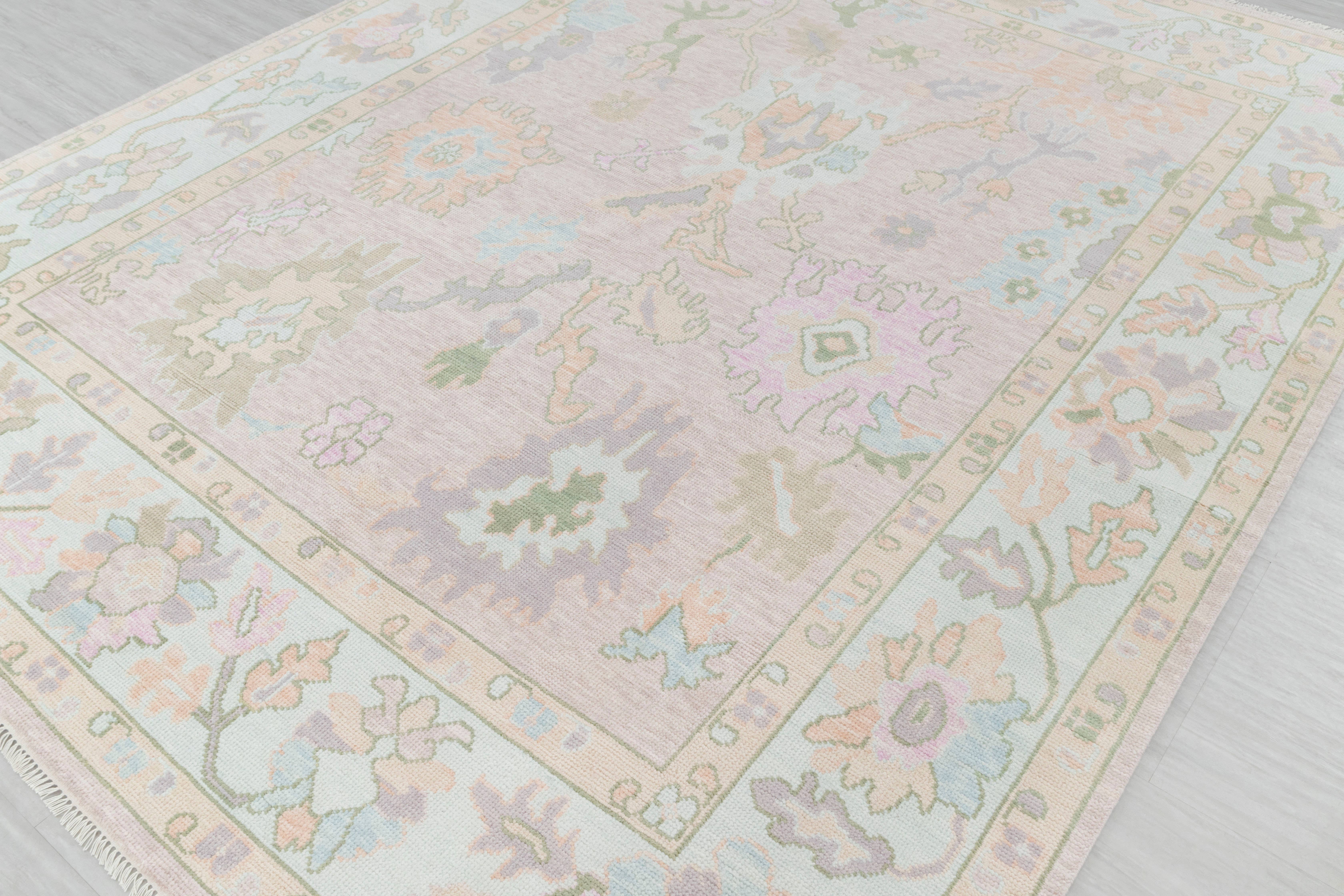 Aesthetic Homes LLC – Tapete por atacado – Tapete Oushak Moderno Rosa Azul, Lã, Tamanho Personalizado #21994