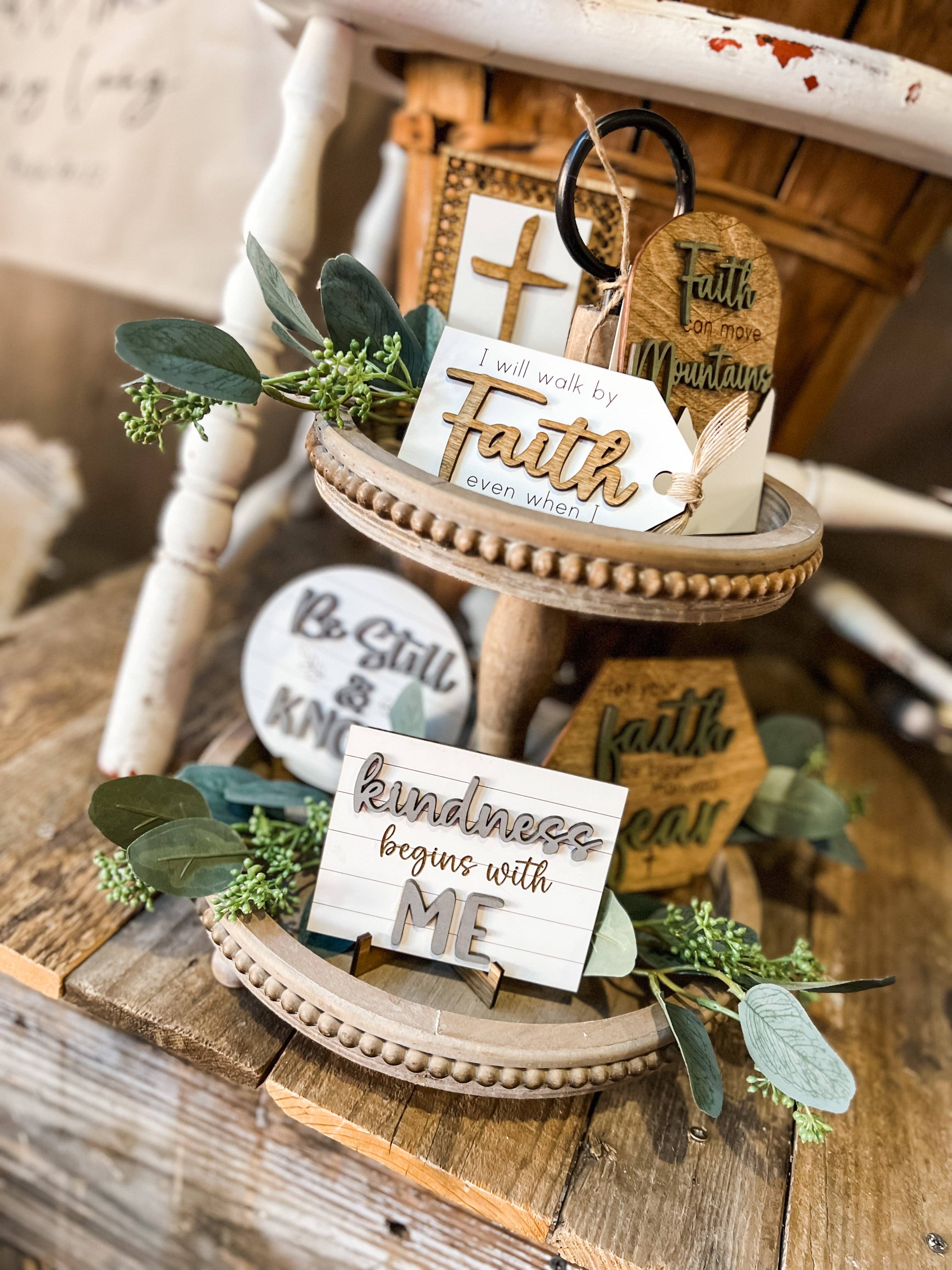 The Nest Home - Wholesale Decorative Tray - Faith Over Fear Tiered Tray Set2