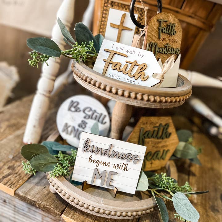 The Nest Home - Wholesale Decorative Tray - Faith Over Fear Tiered Tray Set2