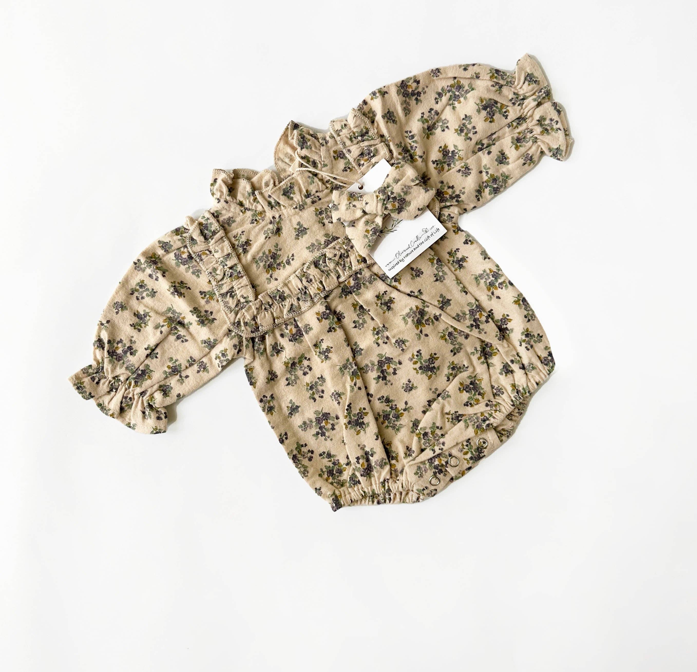 OLIVE & CRADLE - Vente Barboteuse – bébé - Combinaison Violla avec Nœud4