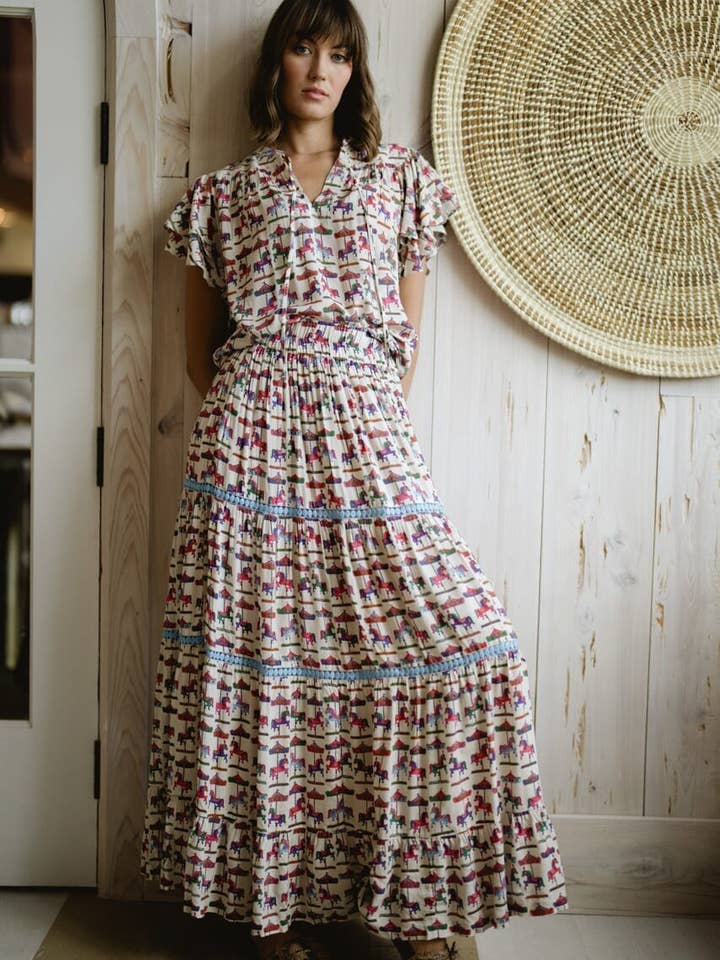 Aria Maxi Nederdel - Derby Print for engroshandel hos Briton Court