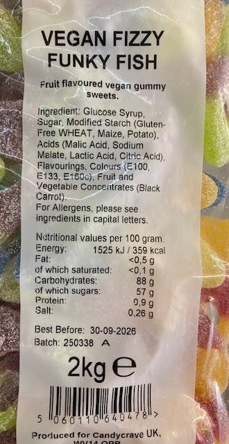 Clickin It Candy – Engroshandel Vingummi – 2 kg Candy Crave Vegansk Brusende Funky Fisk2