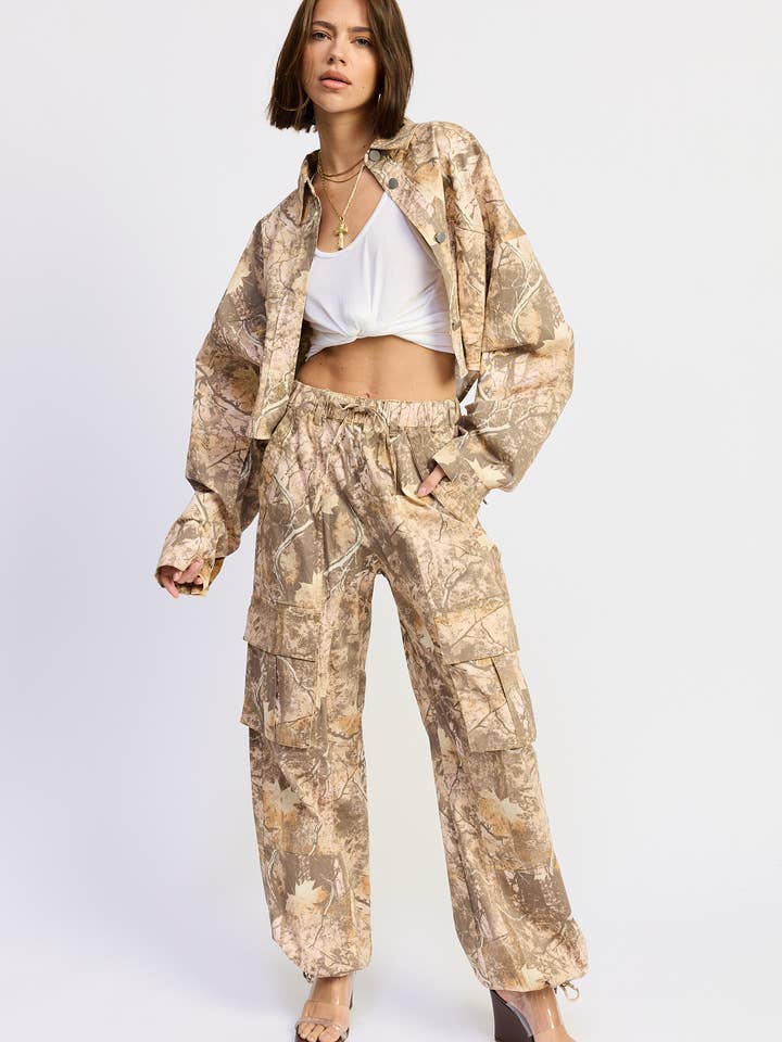 WOODLAND CAMO CARGO PANTS for wholesale by Emory Park