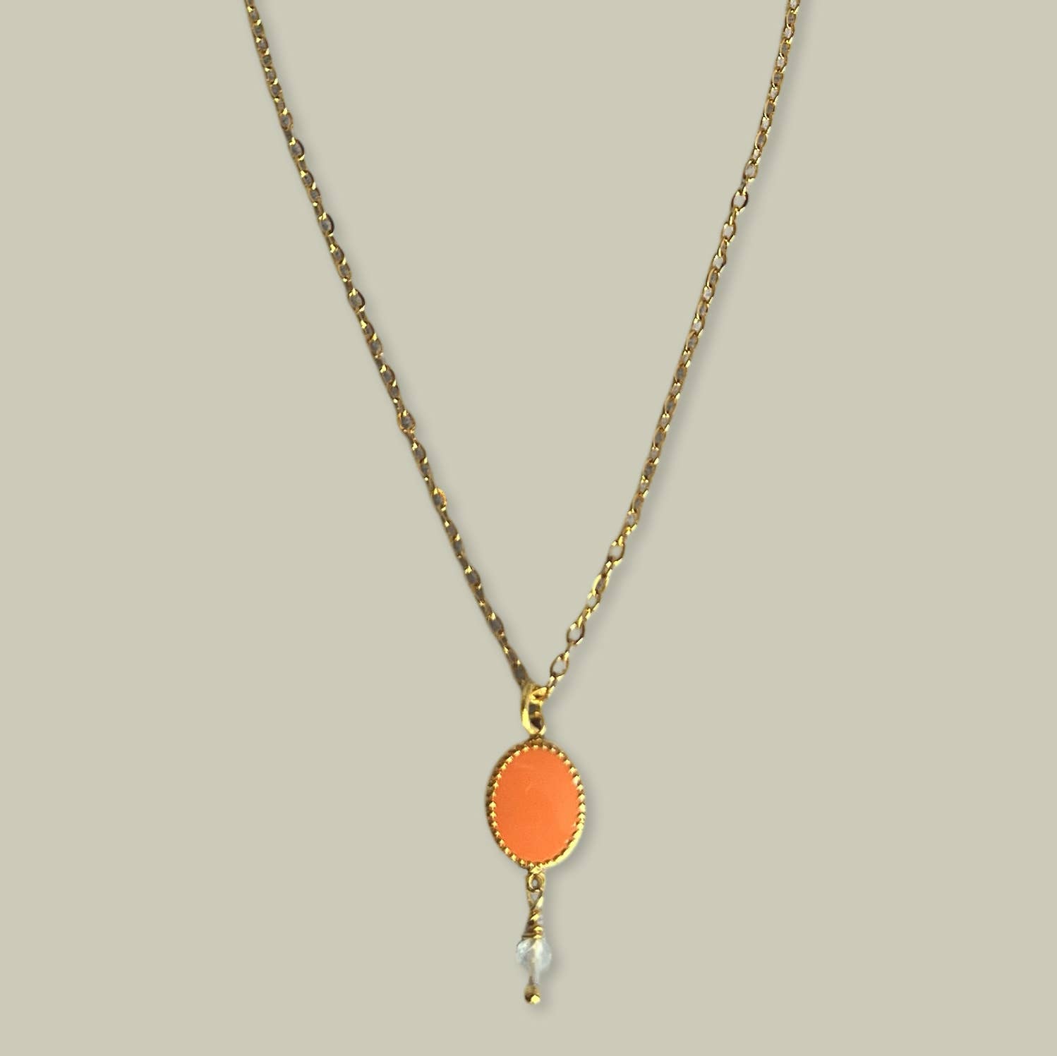 Jazu Jewellery - Wholesale Pendant/Charm Necklace - Nona necklace with enamel oval stainless steel pendant4