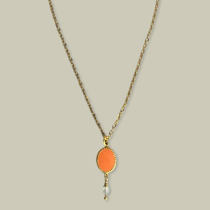 Jazu Jewellery - Wholesale Pendant/Charm Necklace - Nona necklace with enamel oval stainless steel pendant4