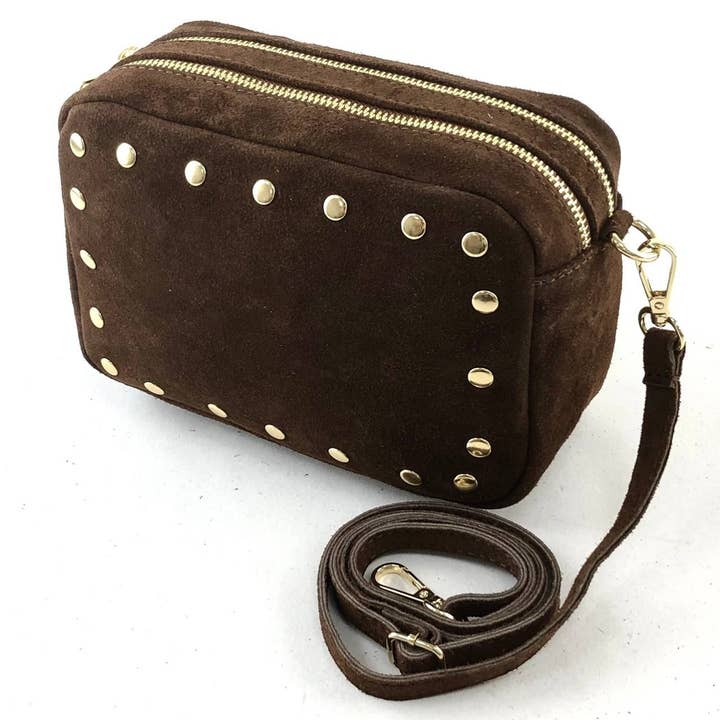 MILANO AMOUR - Vente Sac à bandoulière – femme - Sac bandoulière Bryan en daim avec clous4