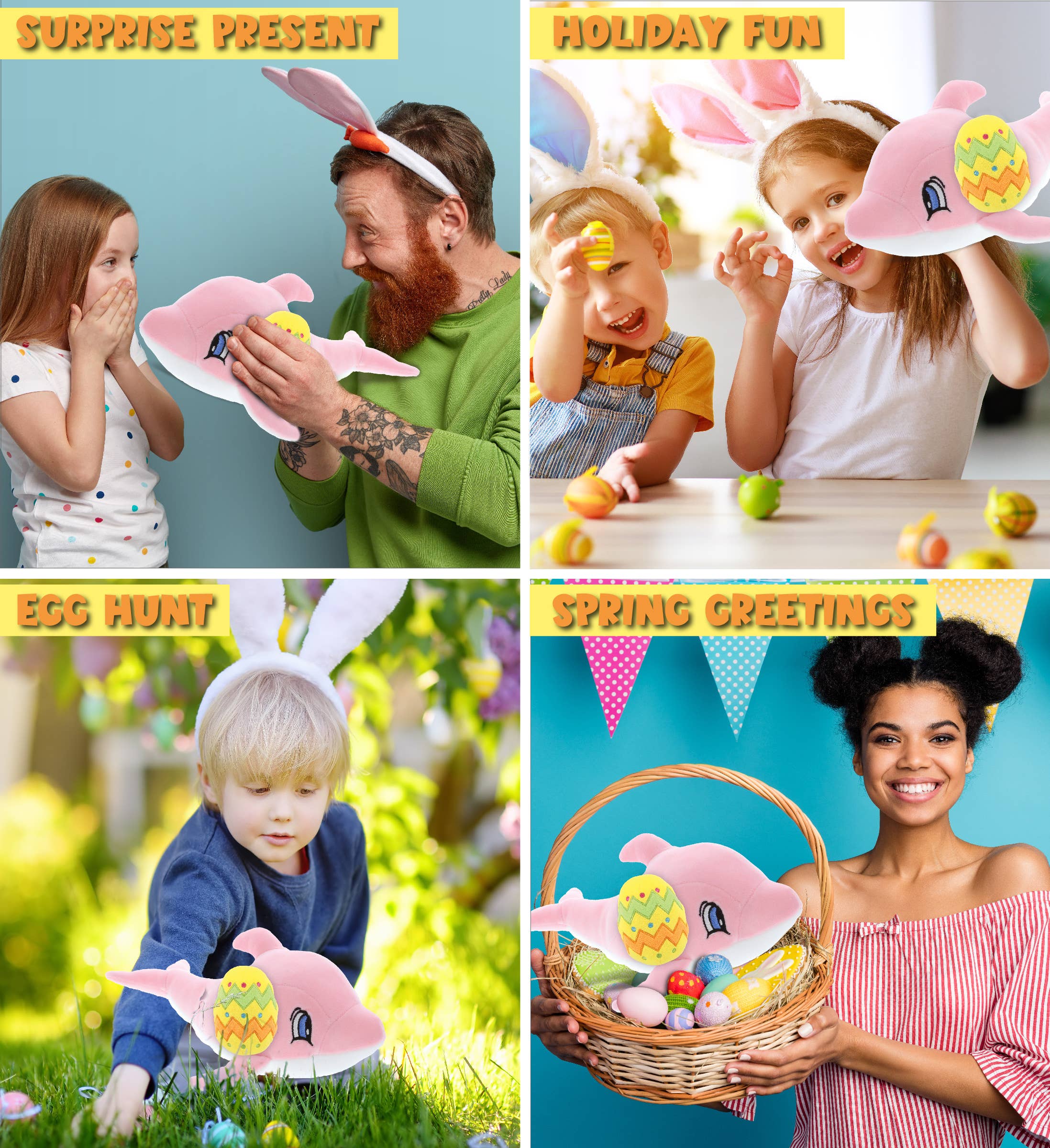 Cota Global – wholesale Stuffed/plush toy – Kids & baby – Plush Easter Egg - Baby Soft Plush - Pink Dolphin3