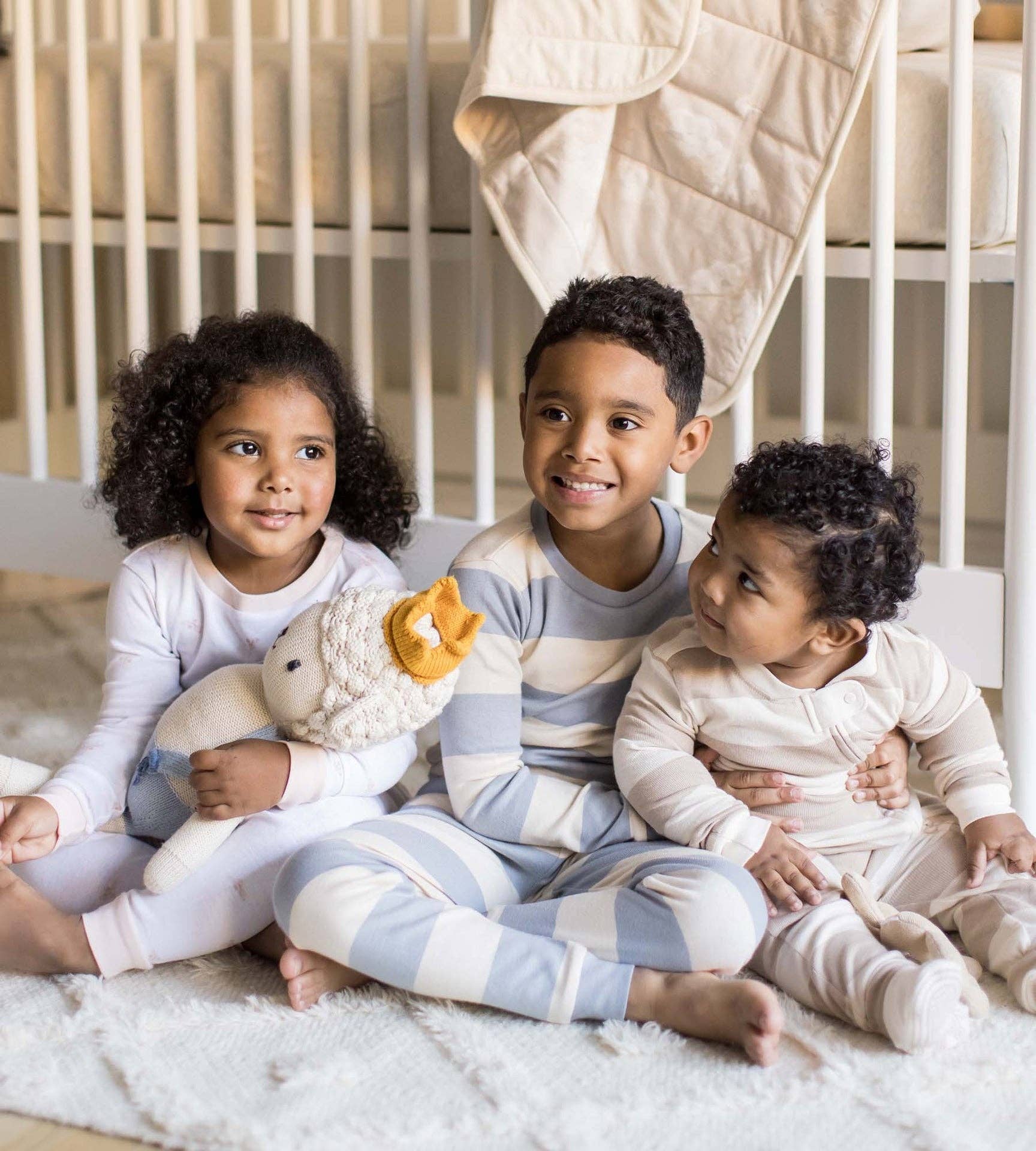 Rugby Stripe Organic Cotton Sleep & Play - Quarry for wholesale on Faire1