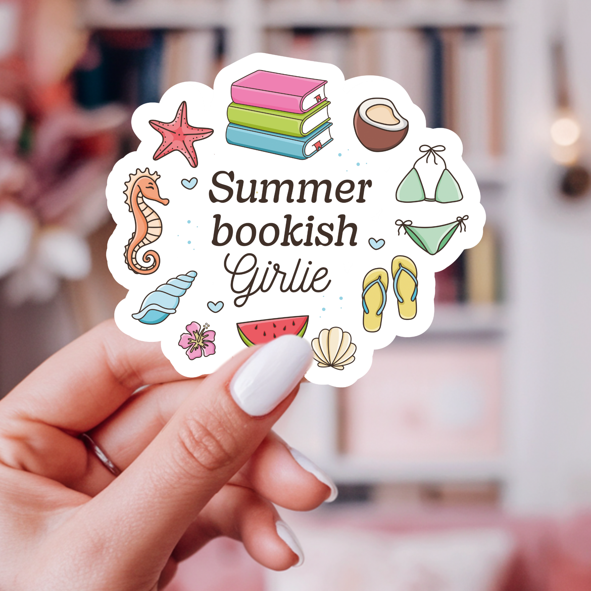 Indie Heart Studio - Wholesale Sticker - Summer Bookish Girlie Vinyl Sticker – Summer Book Lover  1