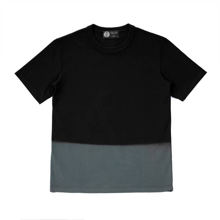 OBLADI by D'énigme - Venta al por mayor Camiseta - Unisex - Camiseta negra blanqueada en la parte inferior naranja o gris