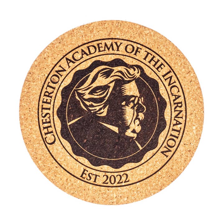 Chesterton Academy Coaster – Laser Engraved Cork Drink Coaster – Classical School Gift – Catholic Desk or Kitchen Decor – SercelPress for wholesale by SercelPress