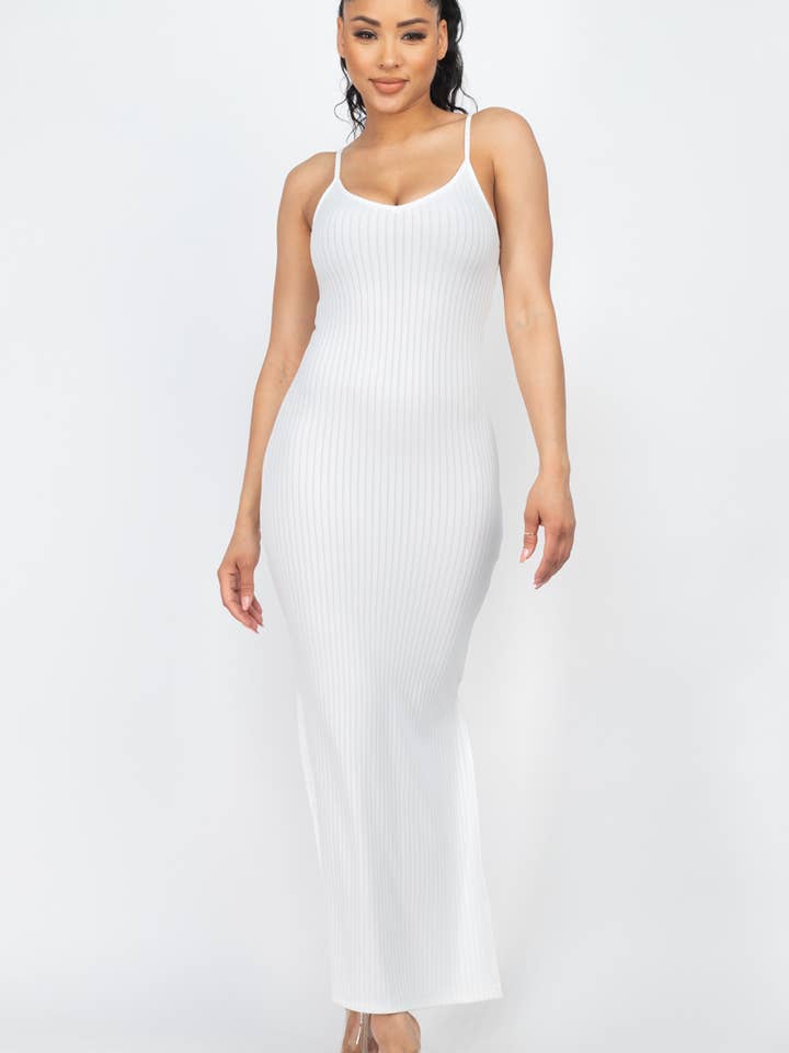 CAPELLA APPAREL - Wholesale Dress - Women's - Ribbed Side Slit Long Cami Dress6