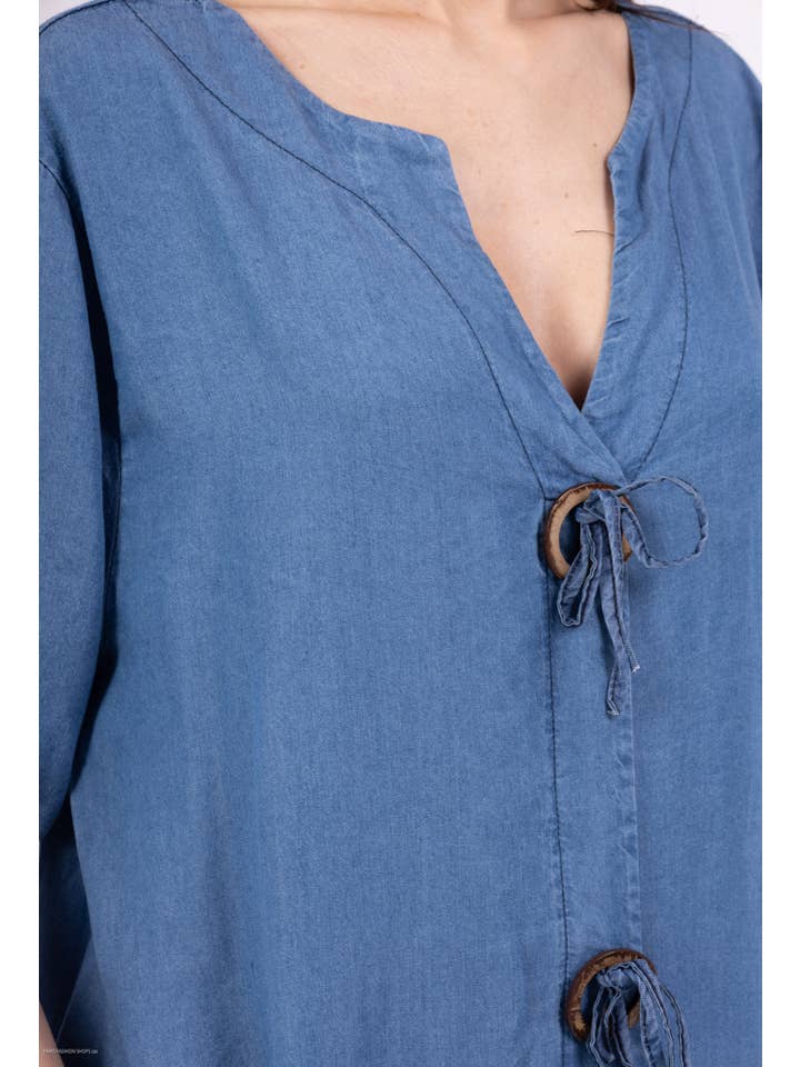 Shyloh - Wholesale Dress - Women's - Tencel denim dress with 2 buttons 30483