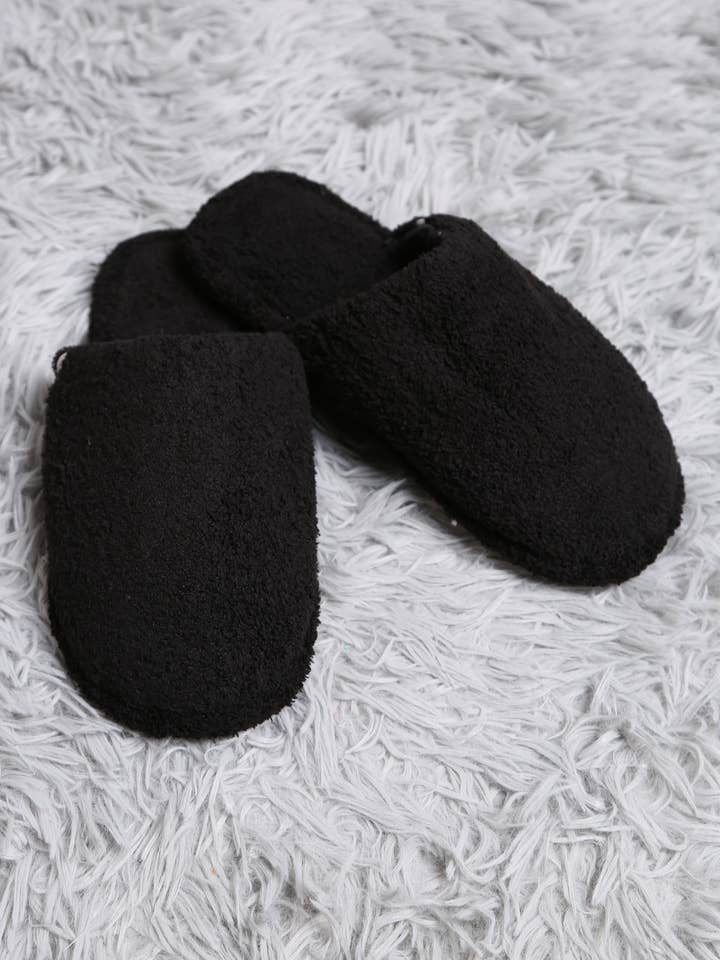 Jasper Trading LLC - Wholesale Slippers - Women's - JCL2127 SOLID COLOR LUXURY SOFT SLIPPER- BLACK