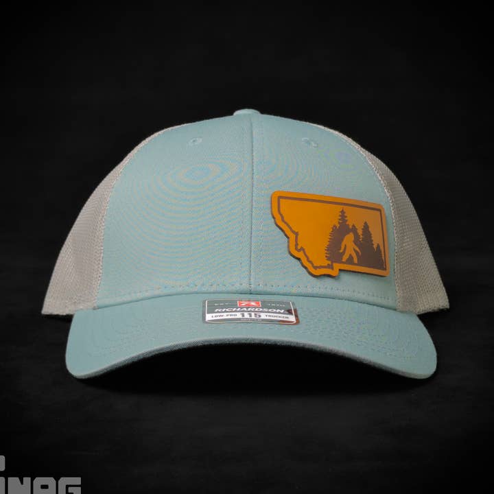 Snag Customs - Wholesale Trucker Hat - Unisex - Montana Sasquatch, Yeti, Bigfoot Leather Patch Hat3