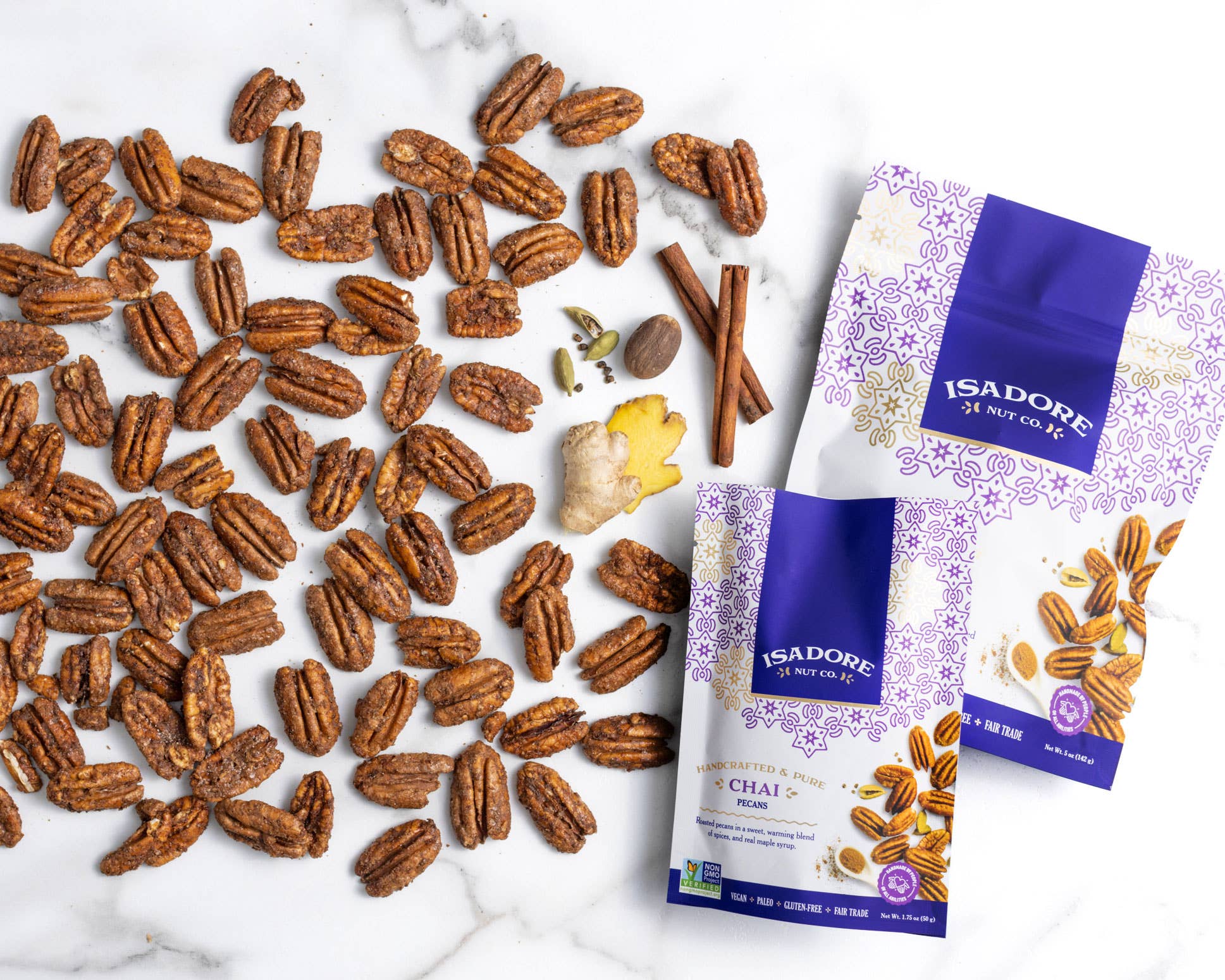 Isadore Nut Company - Wholesale Nuts - Holiday Pecans | Gift Set | Luxury Nuts | Chai & Cocoa Mint2