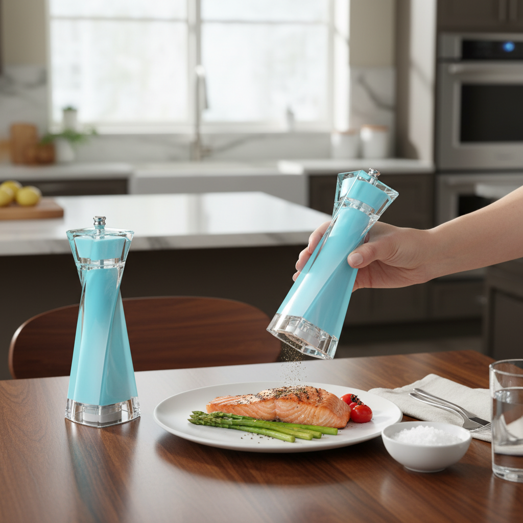 Kadra Kitchenware - Vente Ensembles salière et poivrière - Mitbak - Acrylique, Moulins à Sel et Poivre, Turquoise, Lot de 21