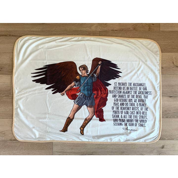 Meyer Market Designs - Wholesale Bedding Blanket - Kids & Baby - Saint Michael the Archangel Ultra soft baby Blanket. Saints Prayer Blanket. 30x40” Saint Michael Prayer Blanket. Baptism Gift. Catholic