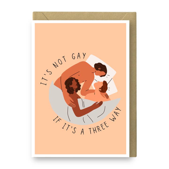 Not Gay, Three Way - Funny Poly Card for wholesale by Side Piece Somedays