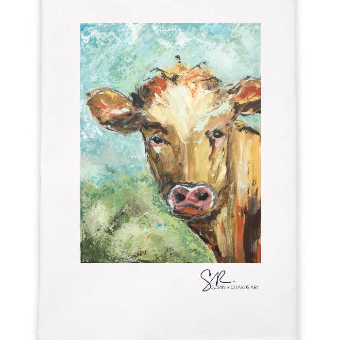 Cow Tea Towel for wholesale by Susan Richards Art