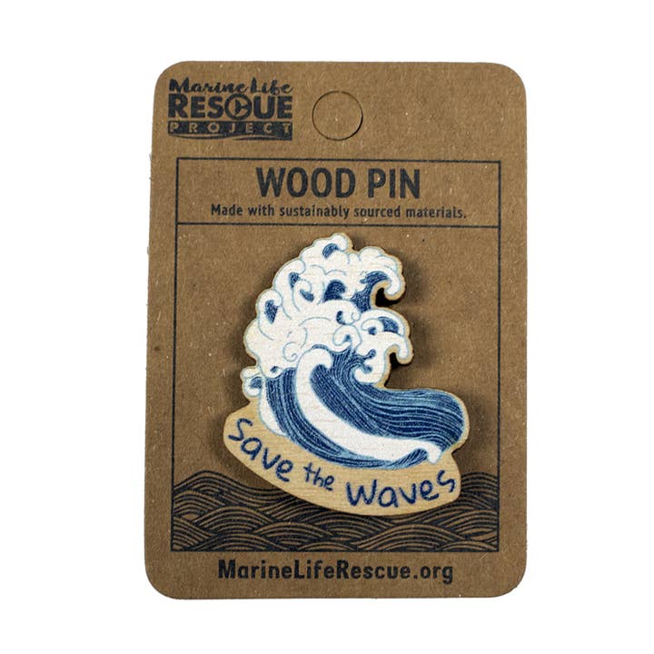 Alfiler de madera Save the Waves para venta al por mayor de MARINE LIFE RESCUE PROJECT