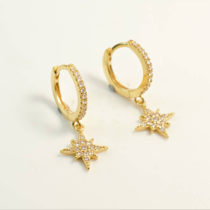 Diat - Wholesale Hoop Earrings - star earrings - gold star hoops - gold hoops4