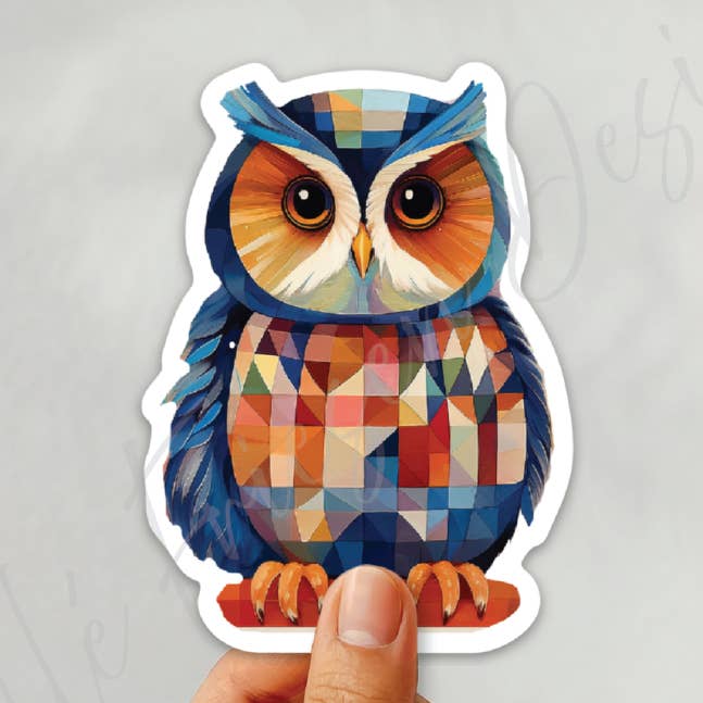 Quilted Owl Sticker for wholesale by Quiltberry Farm